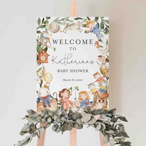 Kinderreim Baby Shower Willkommensschild, Kinderreim Willkommensschild, Kinderreim Baby Shower Zeichen, Instant Download, Templett - BB16