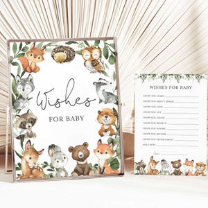 Bos babyshower wensen voor baby, bos wensen voor baby, bos dieren wensen voor baby, Instant Download, Templett - BB27