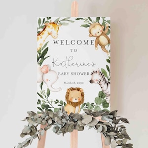 Safari Baby Shower Welcome Sign, Safari Welcome Sign, Safari Animals Welcome Sign, Jungle Welcome Sign, Instant Download, Templett - BB30