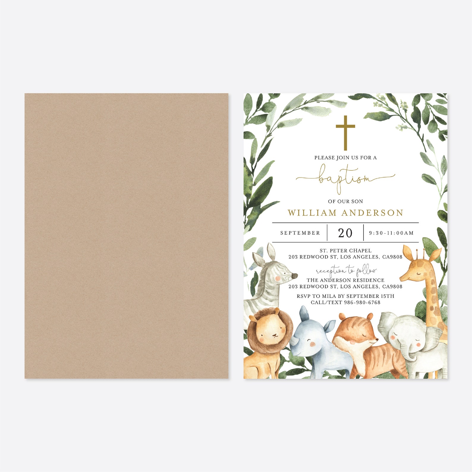 Safari Baptism Invitation Jungle Baptism Invitation Safari Etsy