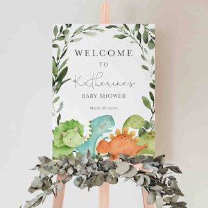 Dinosaur Baby Shower Welcome Sign, Dinosaur Welcome Sign, Dinosaur Baby Shower Sign, Printable Sign, Instant Download, Templett - BB12