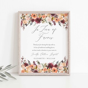 Letrero de boda en color burdeos, tarjeta de agradecimiento, letrero para recepción de boda, descarga instantánea, Templett - WD3