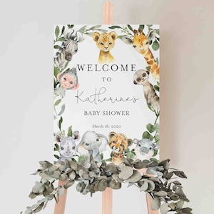 Safari Baby Shower Welcome Sign, Safari Welcome Sign, Safari Animals Welcome Sign, Jungle Welcome Sign, Instant Download, Templett - BB29