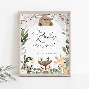 Safari Baby Shower Babies Are Sweet Sign, Safari Babies Are Sweet, Safari Please Take A Treat Sign, Instant Download, Templett - BB19