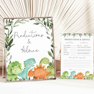 Dinosaurus baby shower voorspellingen en advies, dinosaurus voorspellingen en advies, dinosaurus baby shower games, Instant Download, Templett - BB12