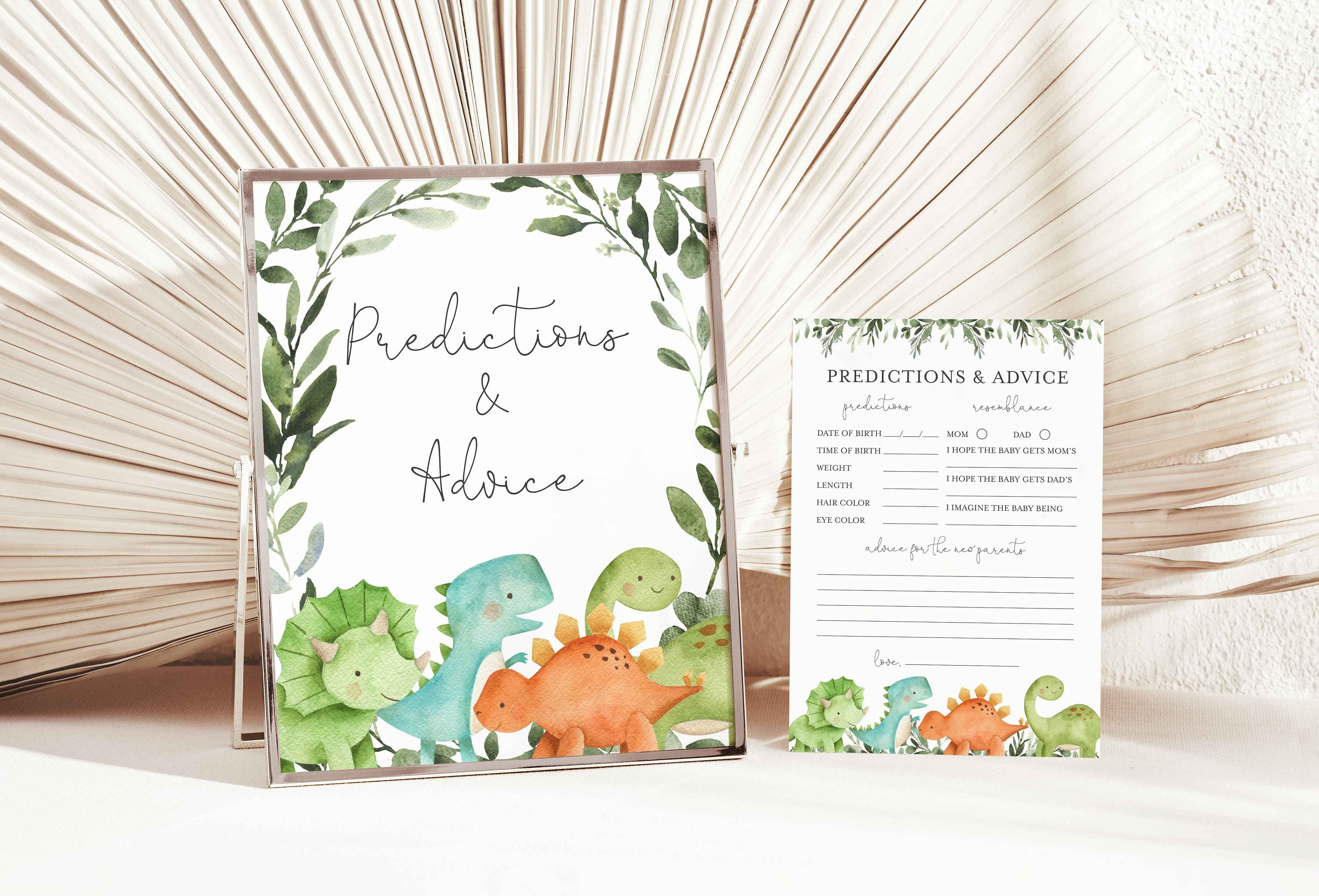 Dinosaur Baby Shower Predictions And Advice, Dinosaur Predictions And Advice, Dinosaur Baby Shower Games, Instant Download, Templett - BB12