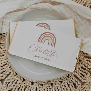 Rainbow Baby Shower Chocolate Bar Wrapper, Boho Rainbow Chocolate Bar Wrapper, Boho Chocolate Bar Wrapper, Instant Download, Templett - BB18