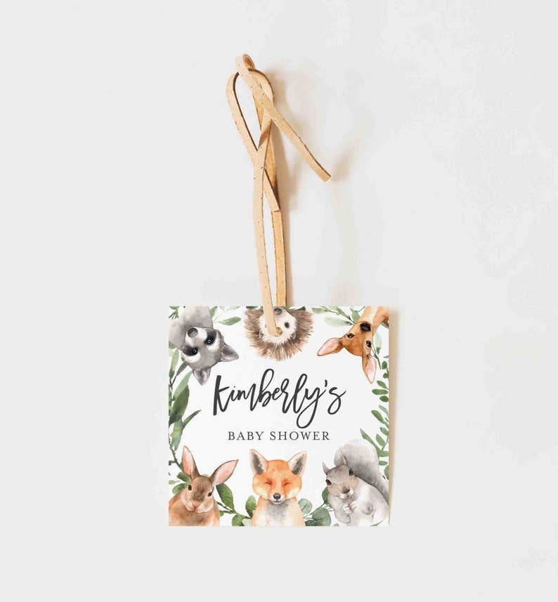 Woodland Baby Shower Favor Tag, Woodland Favor Tag, Woodland Animals Favor Tag, Favor Label, Gift Tag, Instant Download, Templett BB17 image 4