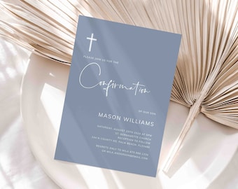 Modern Confirmation Invitation, Minimal Confirmation Invitation, Minimalist Confirmation Invitation, Instant Download, Templett - RL26