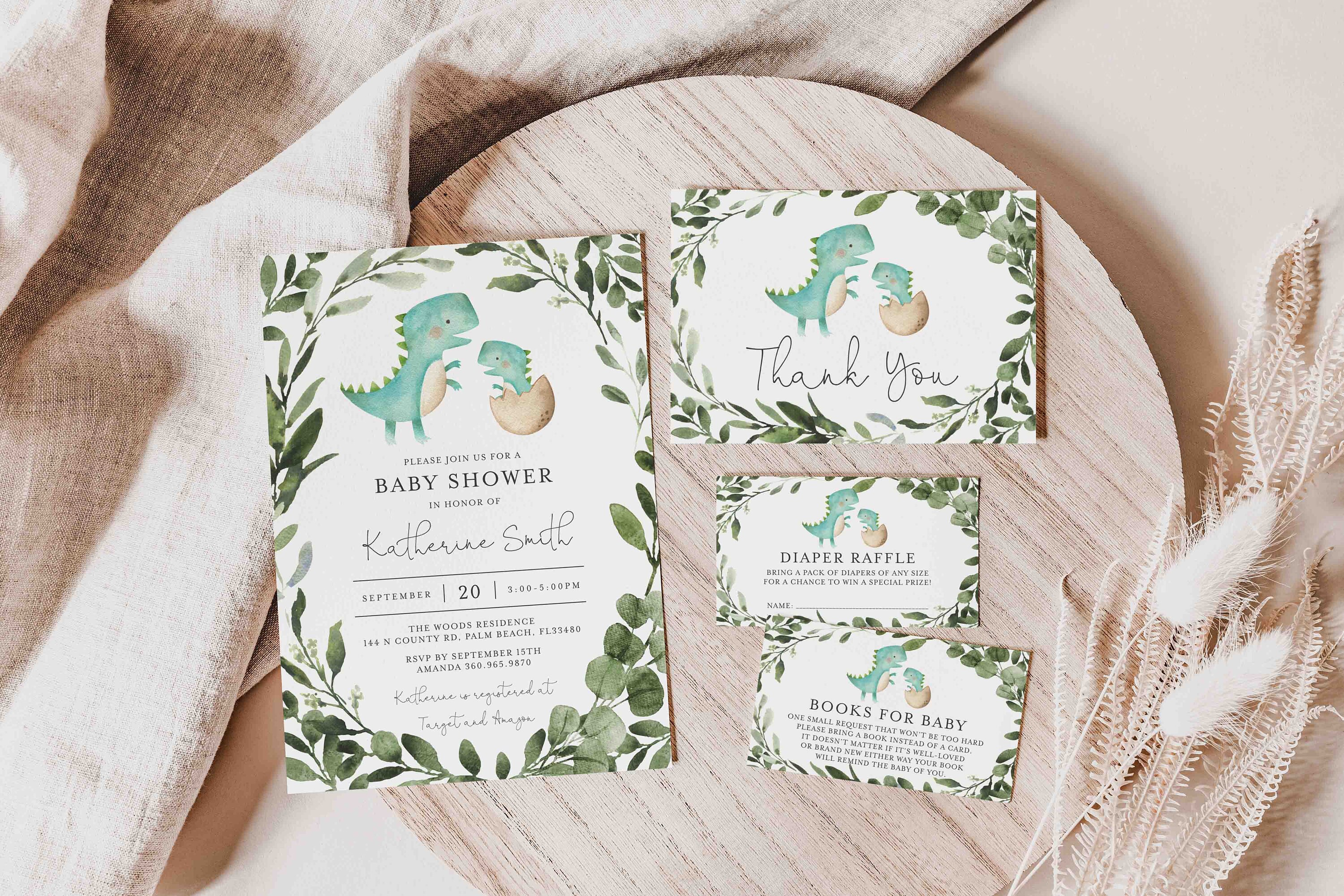 Dinosaur Baby Shower Invitation Suite Dinosaur Baby Shower Invitation Set Dinosaur Baby Shower Bundle Instant Download