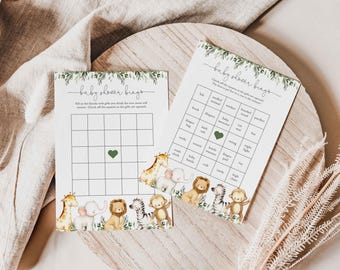 Juego de bingo para baby shower de safari, juego de bingo de safari, juego de bingo de la jungla, juego de baby shower de safari, juego de la jungla, descarga instantánea, Templett - BB30
