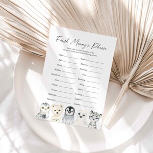 Winter Baby Shower Finish Mommy&#39;s Phrase Game, Winter Finish Mommy&#39;s Phrase Game, Arctic Mom Phrase, Instant Download, Templett - BB21
