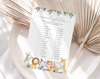 Safari Baby Shower Animal Gestation Game, Safari Animal Gestation Game, Jungle Animal Gestation Game, Instant Download, Templett - BB8