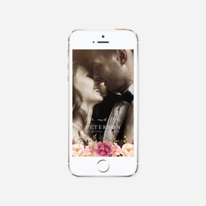 Pink Floral Wedding SnapChat Geofilter, Wedding SnapChat Filter, Mr and Mrs Filter, Floral SnapChat Filter, Instant Download, Templett - WD1