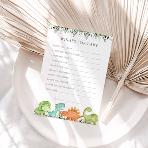 Dinosaurier-Babyparty-Wünsche für Baby, Dinosaurier-Wünsche für Baby, Wunschkarte, Dinosaurier-Baby-Duschespiele, sofortdownload, Templett - BB12