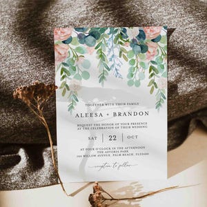 Blush Garden Wedding Invitation, Greenery Wedding Invitation, Foliage Wedding Invitation, Garden Wedding, Instant Download, Templett - WD6