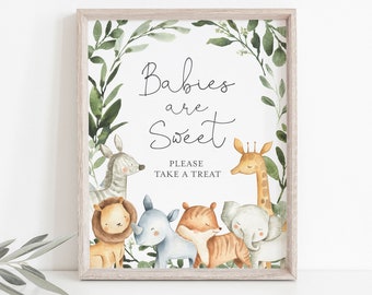 Safari Baby Shower Babies Are Sweet Sign, Safari Babies Are Sweet, Safari Please Take A Treat Sign, Instant Download, Templett - BB8