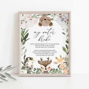 Safari Baby Shower My Water Broke Game, Safari My Water Broke Game, Jungle My Water Broke Game, Instant Download, Templett - BB19