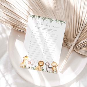Safari Baby Shower ABC Game, Safari ABC Race Game, Safari Alphabet Baby Item, Safari Baby Shower Game, Instant Download, Templett - BB30
