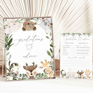 Prédictions et conseils pour baby shower Safari, carte de conseils Safari, jeu de prédictions, jeux de baby shower Safari, téléchargement immédiat, Templett - BB19