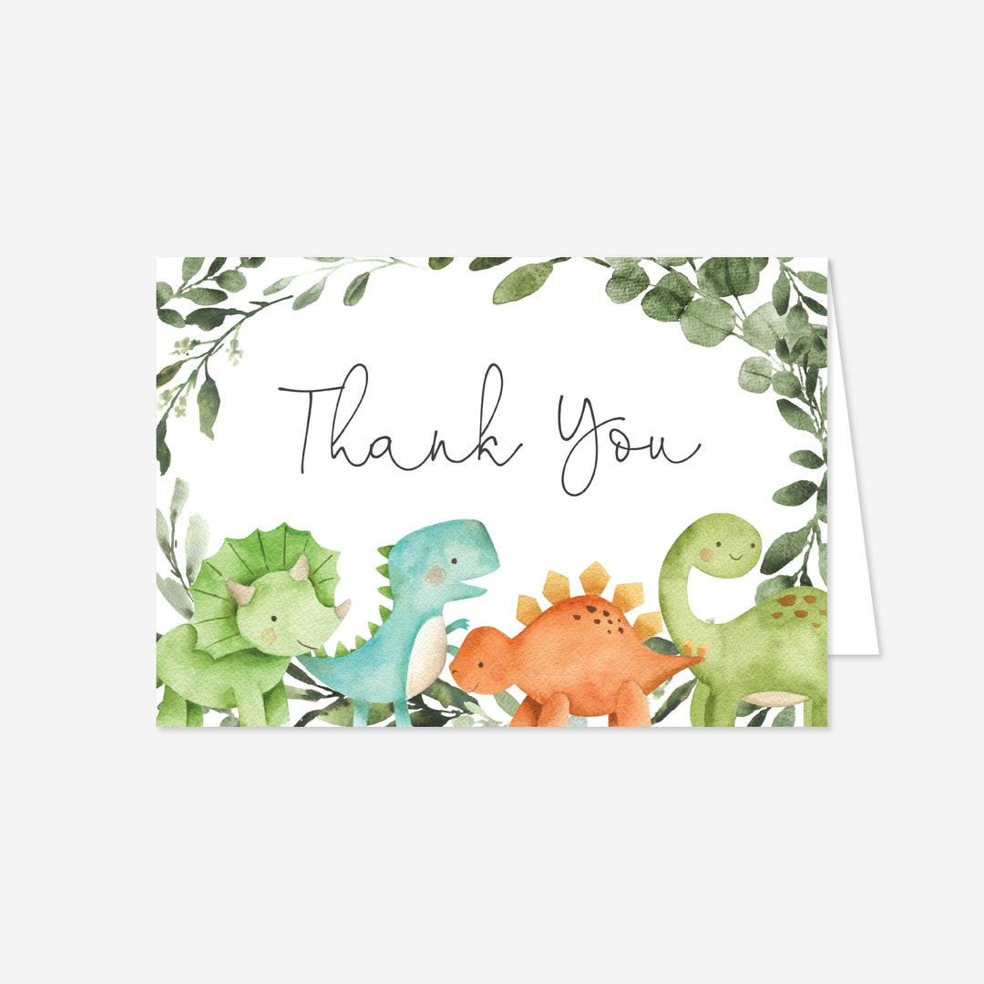 Dinosaur Baby Shower Thank You Card Dinosaur Thank You Card Etsy
