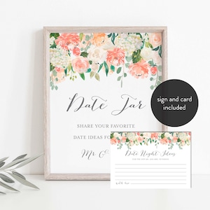 Ideias para um encontro romântico com pêssego e creme, cartão com dicas para um encontro romântico, casamento floral, download instantâneo, Templatett - WD2