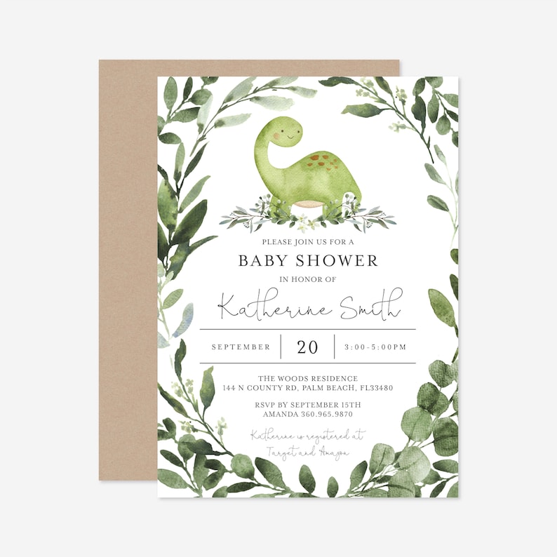 Dinosaur Baby Shower Invitation Dinosaur Baby Shower Invite Etsy