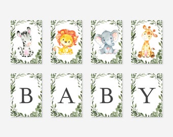 Jungle Baby Shower Party Banner, Jungle Party Banner, Safari Party Banner, Jungle Baby Shower Decorations, Instant Download, Templett - BB14
