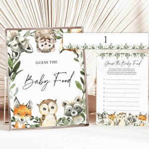 Woodland Baby Shower Guess The Baby Food Game, Woodland Guess The Baby Food Game, Woodland Baby Food Game, Instant Download, Templett - BB20