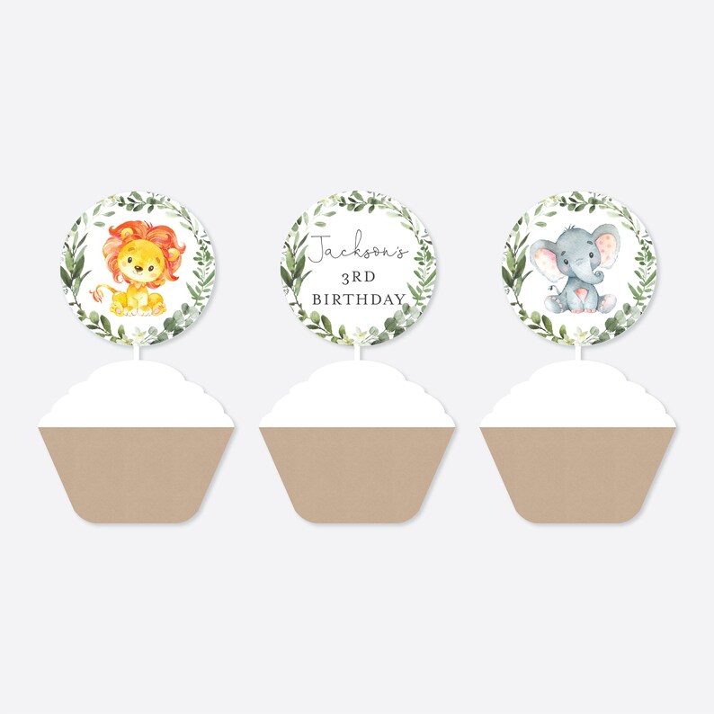 Jungle Birthday Cupcake Toppers and Cupcake Wrappers Jungle Etsy