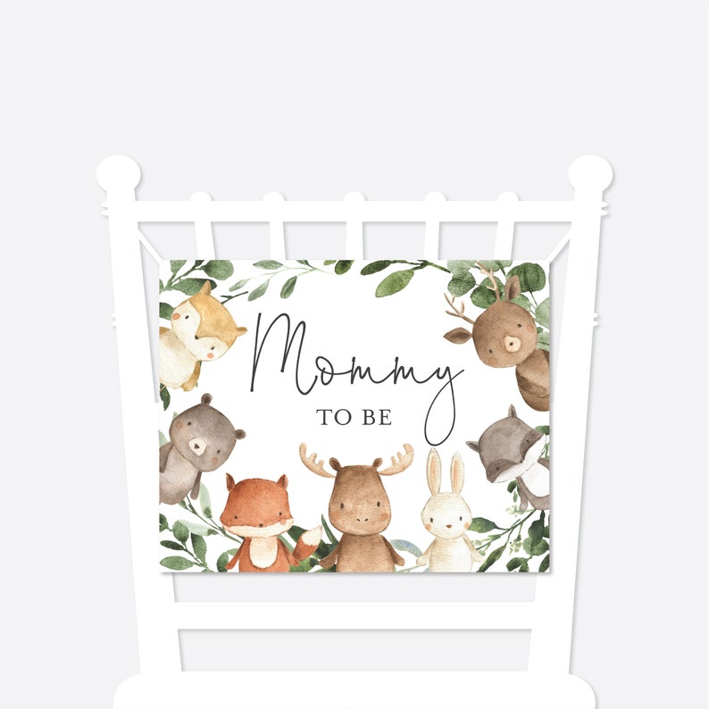 Woodland Baby Shower Mommy and Daddy to Be Chair Sign Etsy
