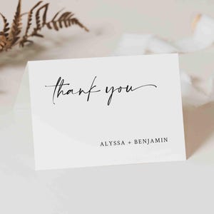 Cartão de agradecimento de casamento moderno, cartão de agradecimento de casamento minimalista, cartão de agradecimento de casamento elegante, download instantâneo, Templett - WD63