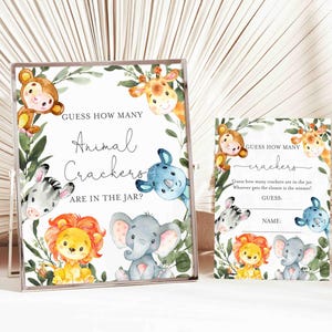 Jungle Baby Shower Raten Sie, wie viele Tier-Cracker in einem Glas Spiel, Safari Wie viele Tier-Cracker in einem Glas Spiel, Instant Download, Templett - BB14