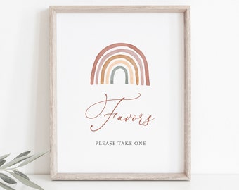 Rainbow Baby Shower Favors Sign, Rainbow Favors Sign, Boho Rainbow Favor Sign, Boho Rainbow Favors Sign, Instant Download, Templett - BB18