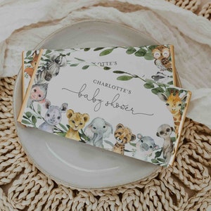 Jungle Baby Shower Chocolate Bar Wrapper, Jungle Chocolate Bar Wrapper, Safari Chocolate Bar Wrapper, Instant Download, Templett - BB29