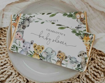 Jungle Baby Shower Chocolate Bar Wrapper, Jungle Chocolate Bar Wrapper, Safari Chocolate Bar Wrapper, Instant Download, Templett - BB29