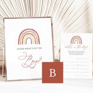 Rainbow Baby Shower Guess What&#39;s In The Bag Game, Rainbow Guess What&#39;s In The Bag, Boho What&#39;s In The Bag, Instant Download, Templett - BB18