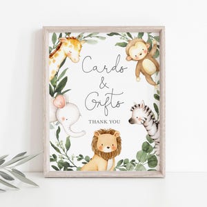 Cartello per biglietti e regali per baby shower a tema safari, Cartello per biglietti e regali a tema safari, Cartello per biglietti e regali a tema giungla, Download immediato, Templett - BB30