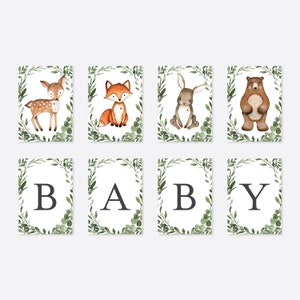 Woodland Baby Shower Party Banner, Woodland Party Banner, Woodland Animals Party Banner, Woodland Printable, Instant Download, Templett-BB15