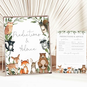 Bos baby shower voorspellingen en advies, bos voorspellingen en advies, bosdieren advies Sig, Instant Download, Templett - BB15