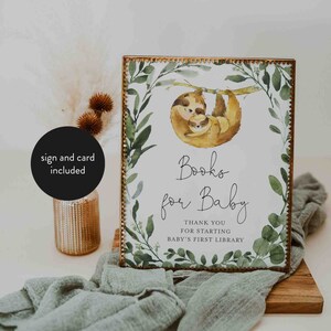 Luiaard baby shower boeken voor baby, luiaard boeken voor baby, luiaard boeken voor baby teken, luiaard boeken aanvraagkaart, Instant Download, Templett-BB13D
