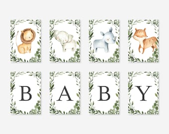 Safari Baby Shower Party Banner, Safari Party Banner, Jungle Party Banner, Safari Baby Shower Decorations, Instant Download, Templett - BB8