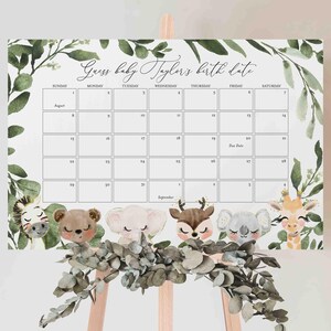 Safari Baby Shower Due Date Calendar Game, Safari Due Date Calendar Game, Jungle Due Date Calendar Game, Instant Download, Templett - BB19