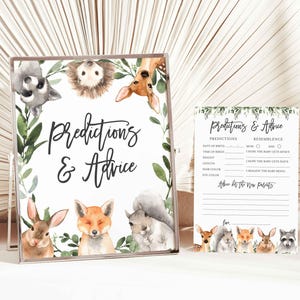Woodland Baby Shower vorhersagen und Beratung, Waldtiere vorhersagen und beraten, Baby-Dusche-Spiele, Instant Download, Templett - BB17