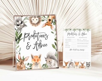 Förutsägelser och råd om babyshower i skogen, förutsägelser och råd om skogsdjur, babyshowerspel, direktnedladdning, Templett - BB17