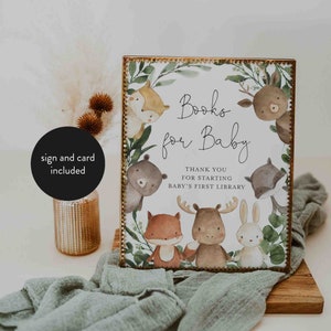 Baby shower des bois livres pour bébé, livres des bois pour bébé, carte de demande de livres animaux de la forêt, téléchargement immédiat, Templett - BB10