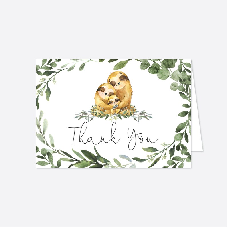 Sloth Baby Shower Thank You Card Sloth Thank You Card Sloth - Etsy