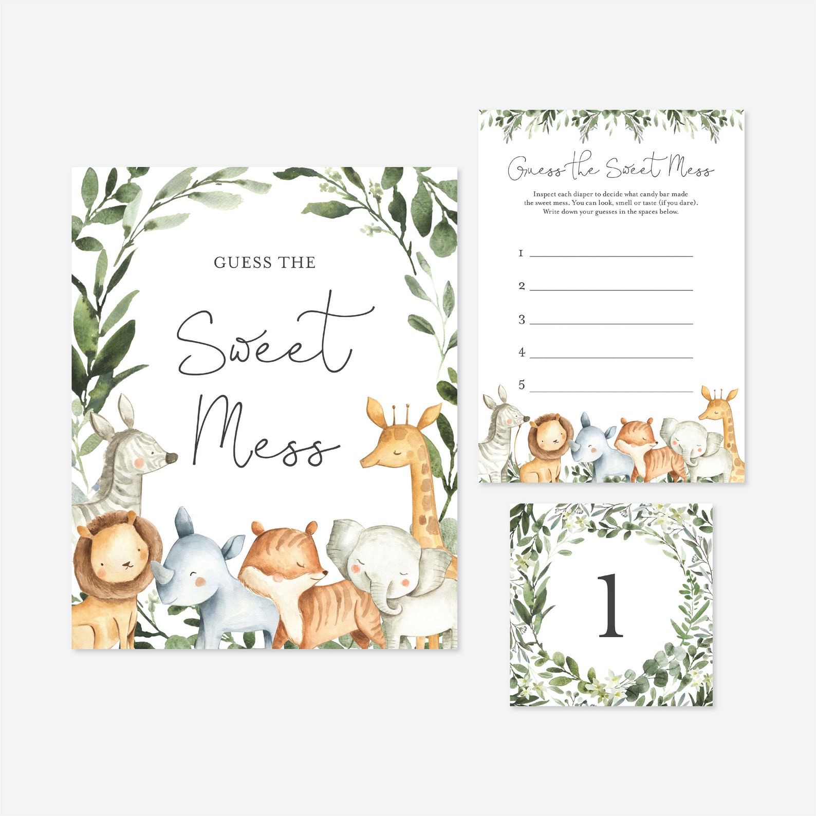 Safari Baby Shower Guess the Sweet Mess Game Safari Guess the - Etsy