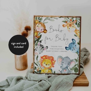 Jungle baby shower boeken voor baby, jungle boeken voor baby, safari boeken voor baby, jungle boeken aanvraagkaart, instant download, Templett-BB14