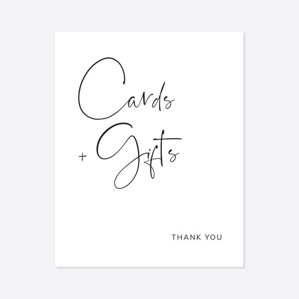 Modern Wedding Cards And Gifts Sign, Minimal Wedding Cards And Gifts Sign, Wedding Tabletop Sign, Instant Download, Templett - WD26